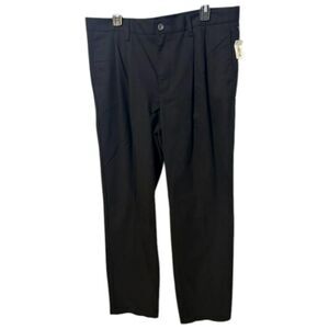 Men's Black Pleated Flat Front Dress Pants